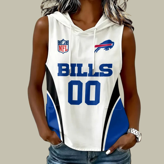 [TOUCHDOWN DEAL] NEW CUSTOMIZED NFL03 BFB BUFFALO BILLS WOMEN'S SLEEVELESS HOODED POCKET TANK TOP