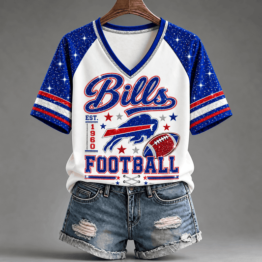 [TOUCHDOWN DEAL] NEW CUSTOMIZED NFL03 BFB THE BILLS BUC-EE'S V-NECK FEMALE SHIRT