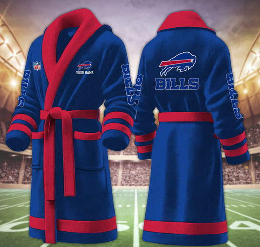 [TOUCHDOWN DEAL] NEW CUSTOMIZED NFL03 BFB BUFFALO BILLS MULTICOLOR FLEECE BATHROBE