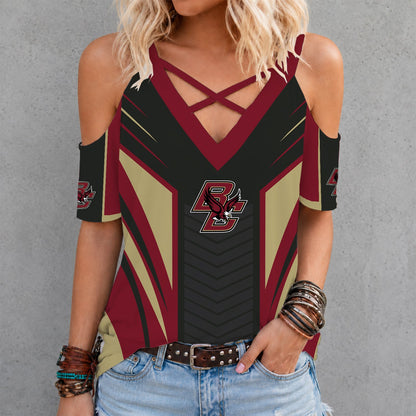 [PUCK DROP DEAL] NEW CUSTOMIZED NCAA MFF03 BOE BOSTON COLLEGE EAGLES CRISS CROSS V-NECK TOP