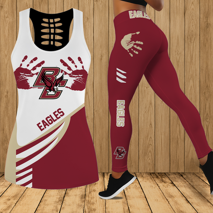 [PUCK DROP DEAL] NEW CUSTOMIZED NCAA MFF03 BOE BOSTON COLLEGE EAGLES HOLLOW TANK TOP & LEGGINGS SET