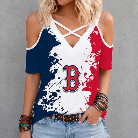 [HOMERUN DEAL] NEW CUSTOMIZED MLB03 BRS BOSTON RED SOX CRISS CROSS V-NECK TOP