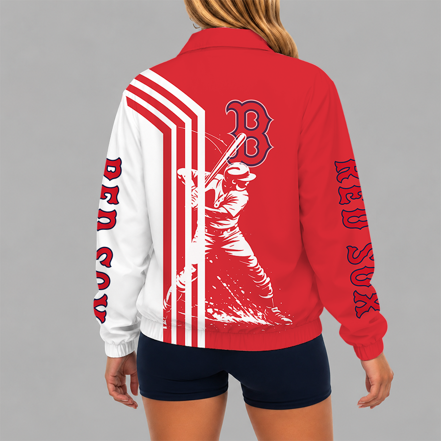[HOMERUN DEAL] NEW CUSTOMIZED MLB03 BRS BOSTON RED SOX V-NECK ZIPPER SWEATSHIRT JACKET