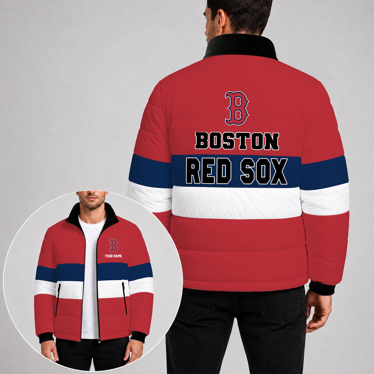 [HOMERUN DEAL] NEW CUSTOMIZED MLB 03 THE RED SOX PUFFER JACKET