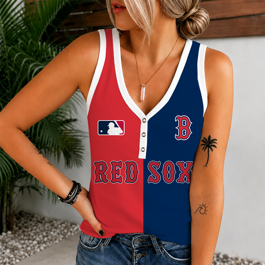 [HOMERUN DEAL] NEW CUSTOMIZED MLB03 BRS BOSTON RED SOX WOMEN'S V-NECK TANK TOP