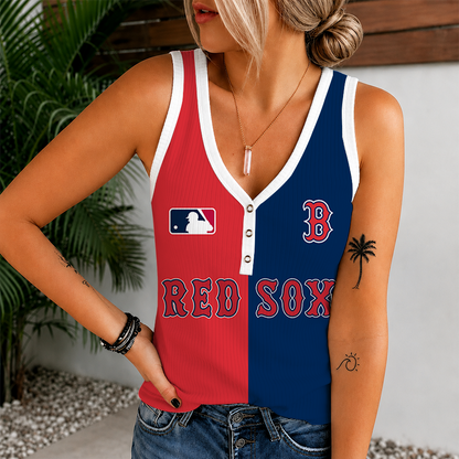 [HOMERUN DEAL] NEW CUSTOMIZED MLB03 BRS BOSTON RED SOX WOMEN'S V-NECK TANK TOP