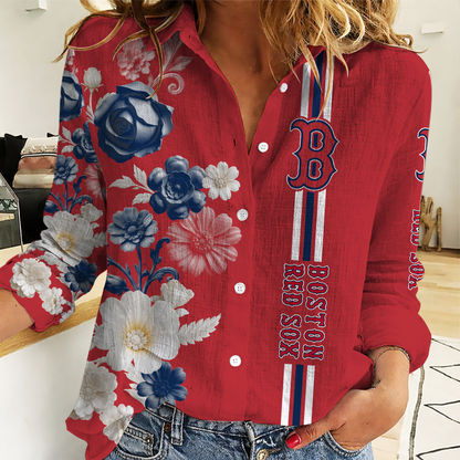 [HOMERUN DEAL] NEW CUSTOMIZED MLB03 BRS BOSTON RED SOX WOMEN'S CASUAL SHIRT