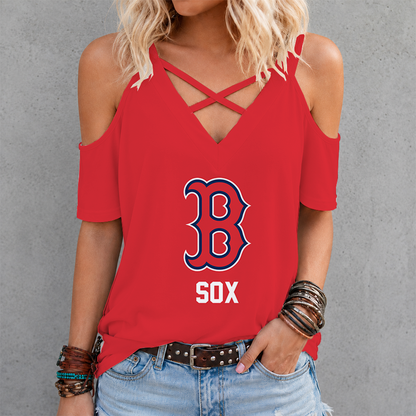 [HOMERUN DEAL] NEW CUSTOMIZED MLB03 BRS BOSTON RED SOX CRISS CROSS V-NECK TOP