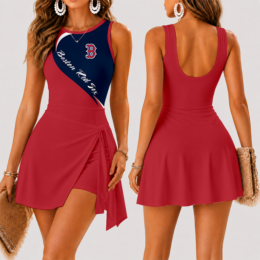 [HOMERUN DEAL] NEW CUSTOMIZED MLB03 BRS BOSTON RED SOX WOMEN'S SUMMER SKORT DRESS