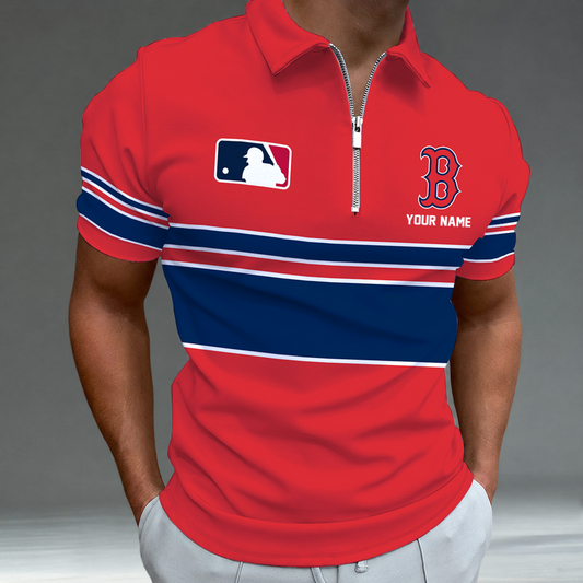 [HOMERUN DEAL] NEW CUSTOMIZED MLB03 BRS BOSTON RED SOX ZIP POLO SHIRT