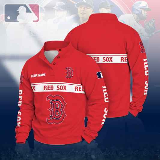 [HOMERUN DEAL] NEW CUSTOMIZED MLB03 BRS BOSTON RED SOX QUARTER-BUTTON SWEATSHIRT