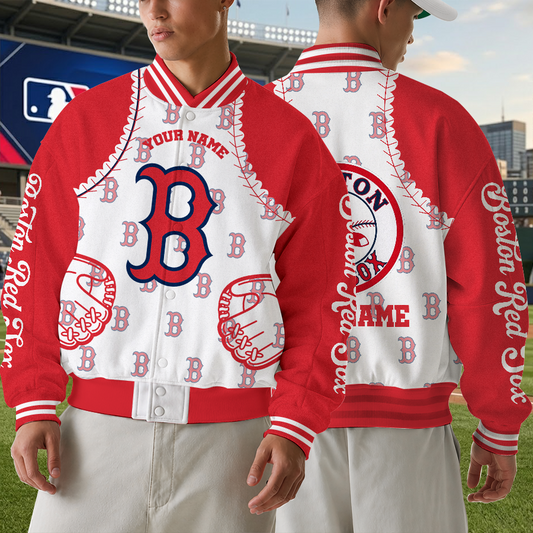 [HOMERUN DEAL] NEW CUSTOMIZED MLB03 MLB03 BRS BOSTON RED SOX VARSITY & BASEBALL JACKET
