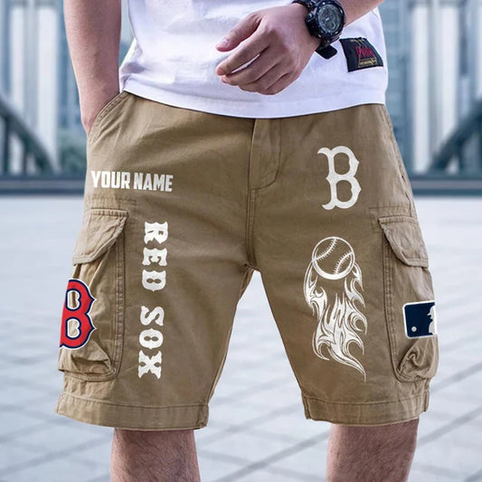 [HOMERUN DEAL] NEW CUSTOMIZED MLB03 BRS BOSTON RED SOX MEN'S CARGO SHORTS