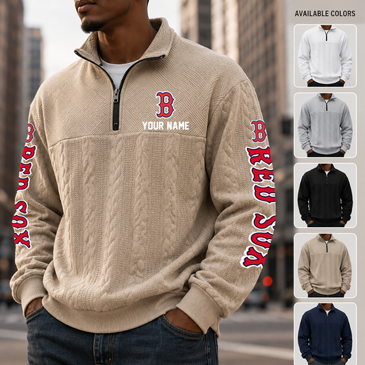 [HOMERUN DEAL] NEW CUSTOMIZED MLB03 BRS BOSTON RED SOX MULTICOLOR QUARTER-ZIP SWEATSHIRT