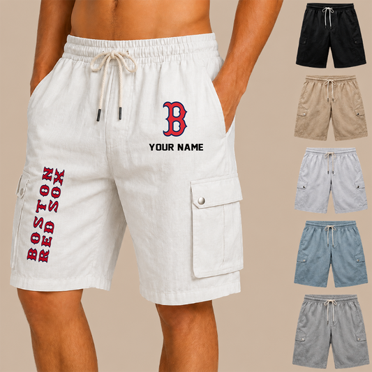 [HOMERUN DEAL] NEW CUSTOMIZED MLB03 BRS BOSTON RED SOX MEN'S DRAWSTRING CARGO SHORTS