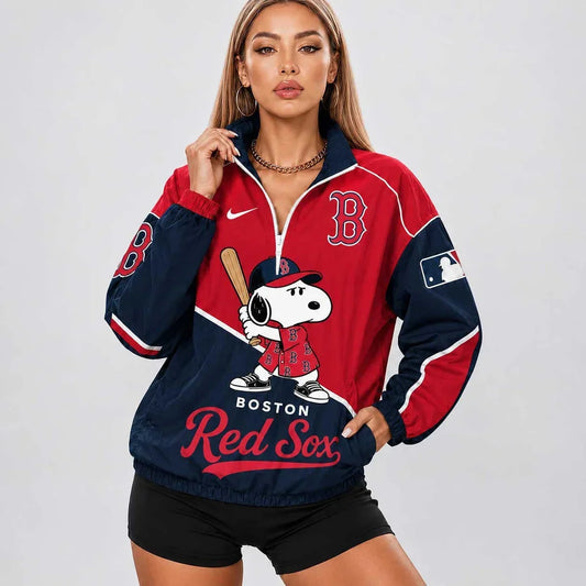 [HOMERUN DEAL] NEW CUSTOMIZED MLB03 BRS BOSTON RED SOX V-NECK ZIPPER SWEATSHIRT JACKET