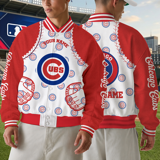 [HOMERUN DEAL] NEW CUSTOMIZED MLB04 CCS CHICAGO CUBS SATIN VARSITY & BASEBALL JACKET