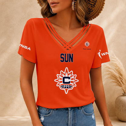 [HOOPS SPECIAL] NEW CUSTOMIZED WNBA03 CTS CONNECTICUT SUN V-NECK SHIRT