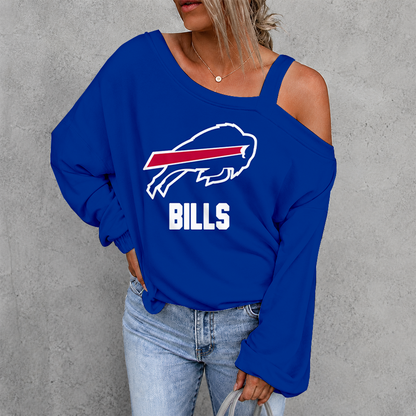[SPECIAL OFFER] NEW CUSTOMIZED NFL03 BFB BUFFALO BILLS WOMEN'S OFF-SHOULDER LONG SLEEVE SHIRT