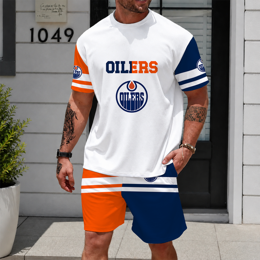 [PUCK DROP DEAL] NEW CUSTOMIZED NHL03 EMO EDMONTON OILERS UNISEX T-SHIRT & SHORTS SET