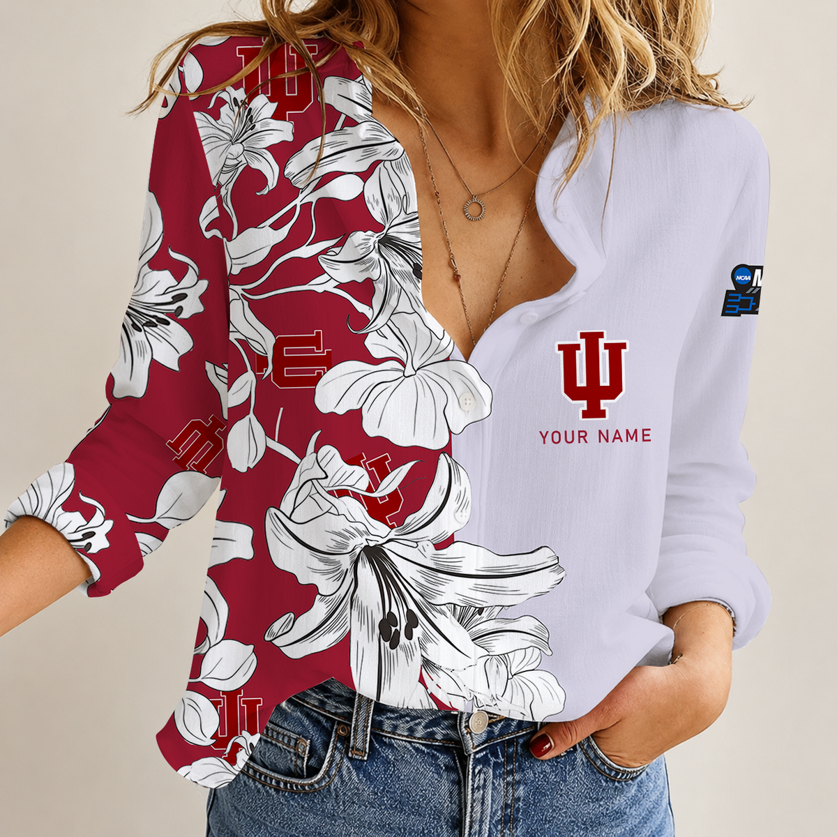 [SLAM DUNK DEAL] NEW CUSTOMIZED NCAA MAM03 IDH INDIANA HOOSIERS STRAPPY WOMEN CASUAL SHIRT