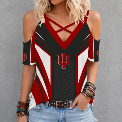 [SLAM DUNK DEAL] NEW CUSTOMIZED NCAA MAM03 IDH INDIANA HOOSIERS CRISS CROSS V-NECK TOP
