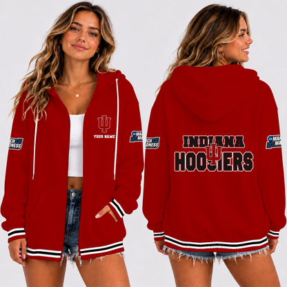 [SLAM DUNK DEAL] NEW CUSTOMIZED NCAA MAM03 IDH INDIANA HOOSIERS STRAPPY ZIP HOODIE
