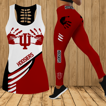 [SLAM DUNK DEAL] NEW CUSTOMIZED NCAA MAM03 IDH INDIANA HOOSIERS STRAPPY HOLLOW TANK TOP & LEGGINGS SET