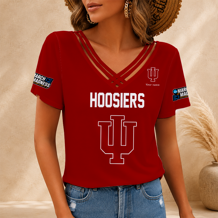 [SLAM DUNK DEAL] NEW CUSTOMIZED NCAA MAM03 IDH INDIANA HOOSIERS V-NECK SHIRT