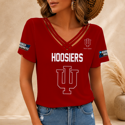 [SLAM DUNK DEAL] NEW CUSTOMIZED NCAA MAM03 IDH INDIANA HOOSIERS V-NECK SHIRT