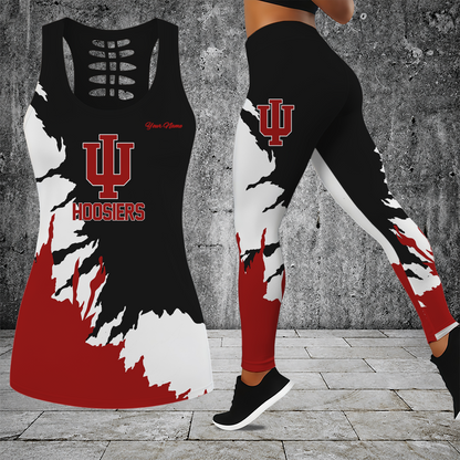[SLAM DUNK DEAL] NEW CUSTOMIZED NCAA MAM03 IDH INDIANA HOOSIERS STRAPPY HOLLOW TANK TOP & LEGGINGS SET