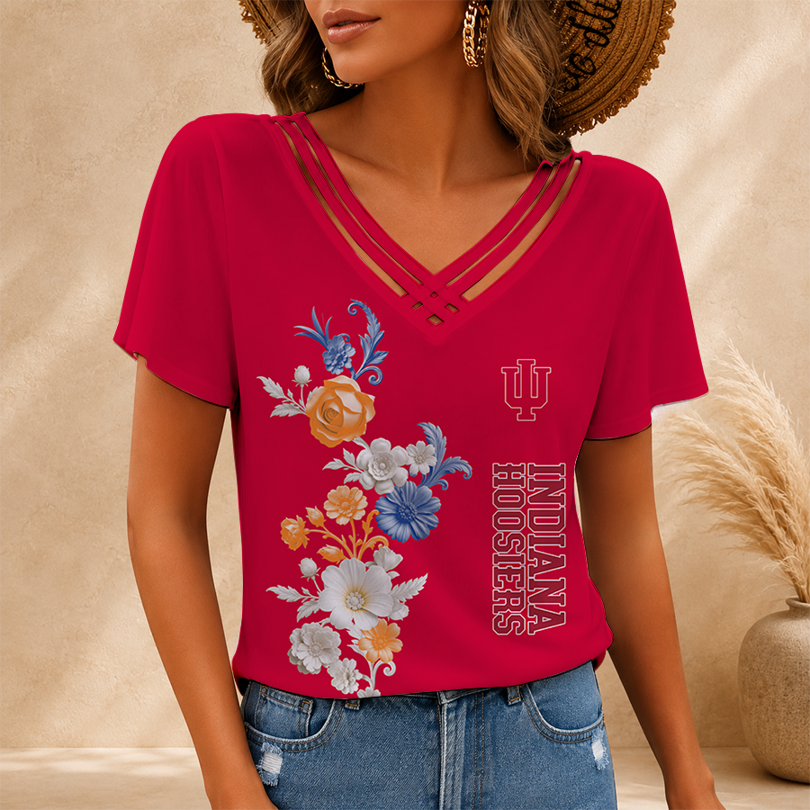 [SLAM DUNK DEAL] NEW CUSTOMIZED NCAA MAM03 IDH INDIANA HOOSIERS V-NECK SHIRT