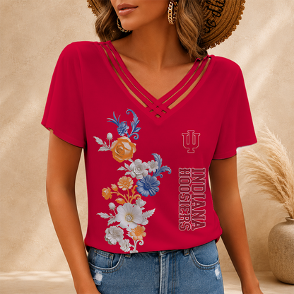 [SLAM DUNK DEAL] NEW CUSTOMIZED NCAA MAM03 IDH INDIANA HOOSIERS V-NECK SHIRT