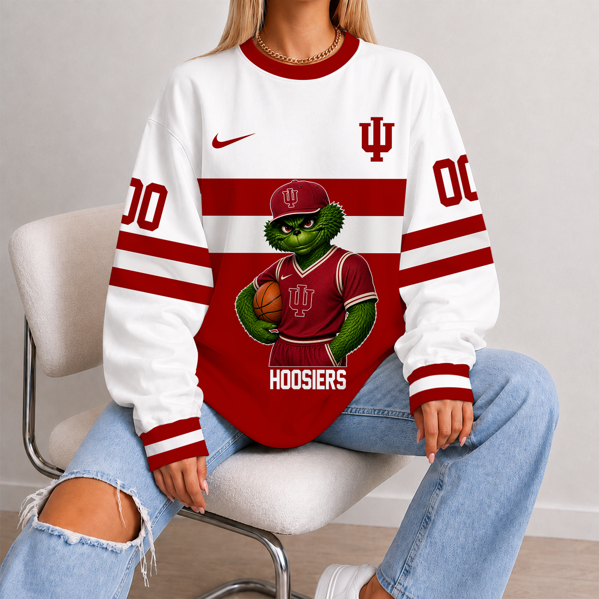 [SLAM DUNK DEAL] NEW CUSTOMIZED NCAA MAM03 IDH INDIANA HOOSIERS STRAPPY UNISEX SWEATSHIRT