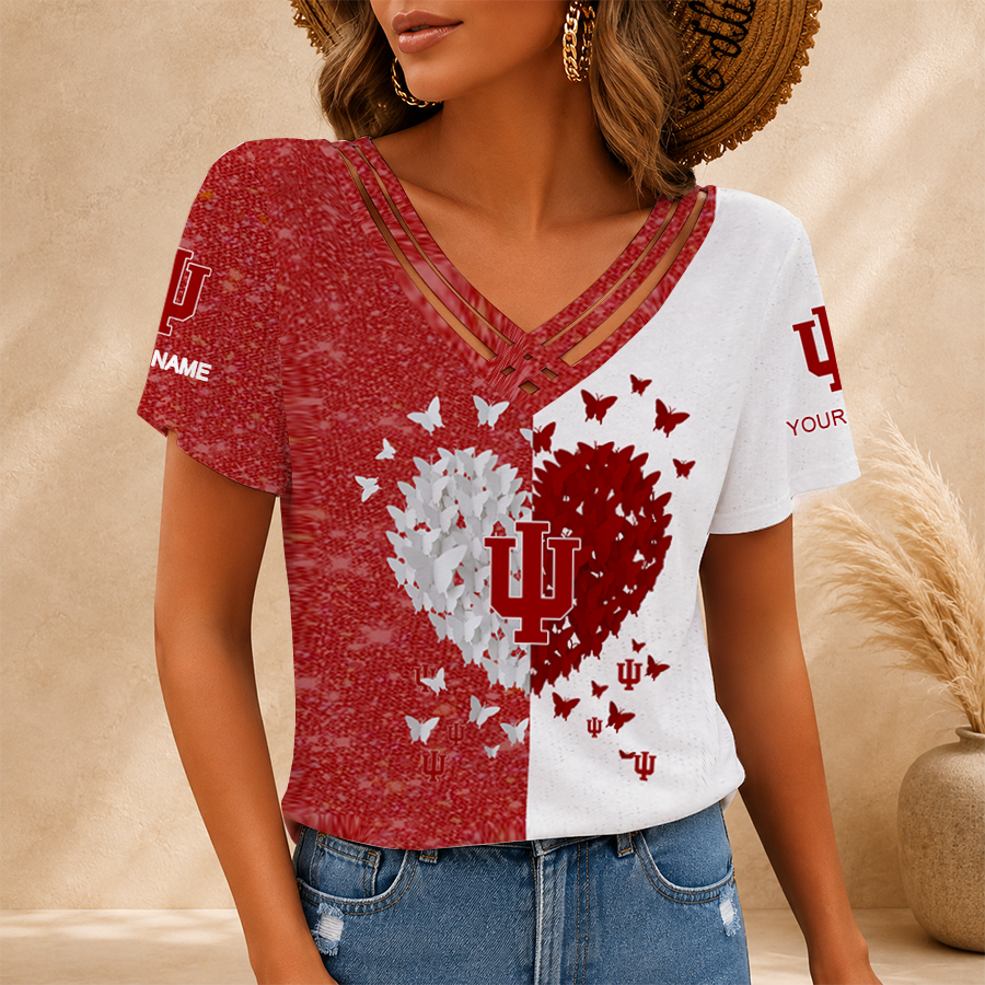 [SLAM DUNK DEAL] NEW CUSTOMIZED NCAA MAM03 IDH INDIANA HOOSIERS V-NECK SHIRT
