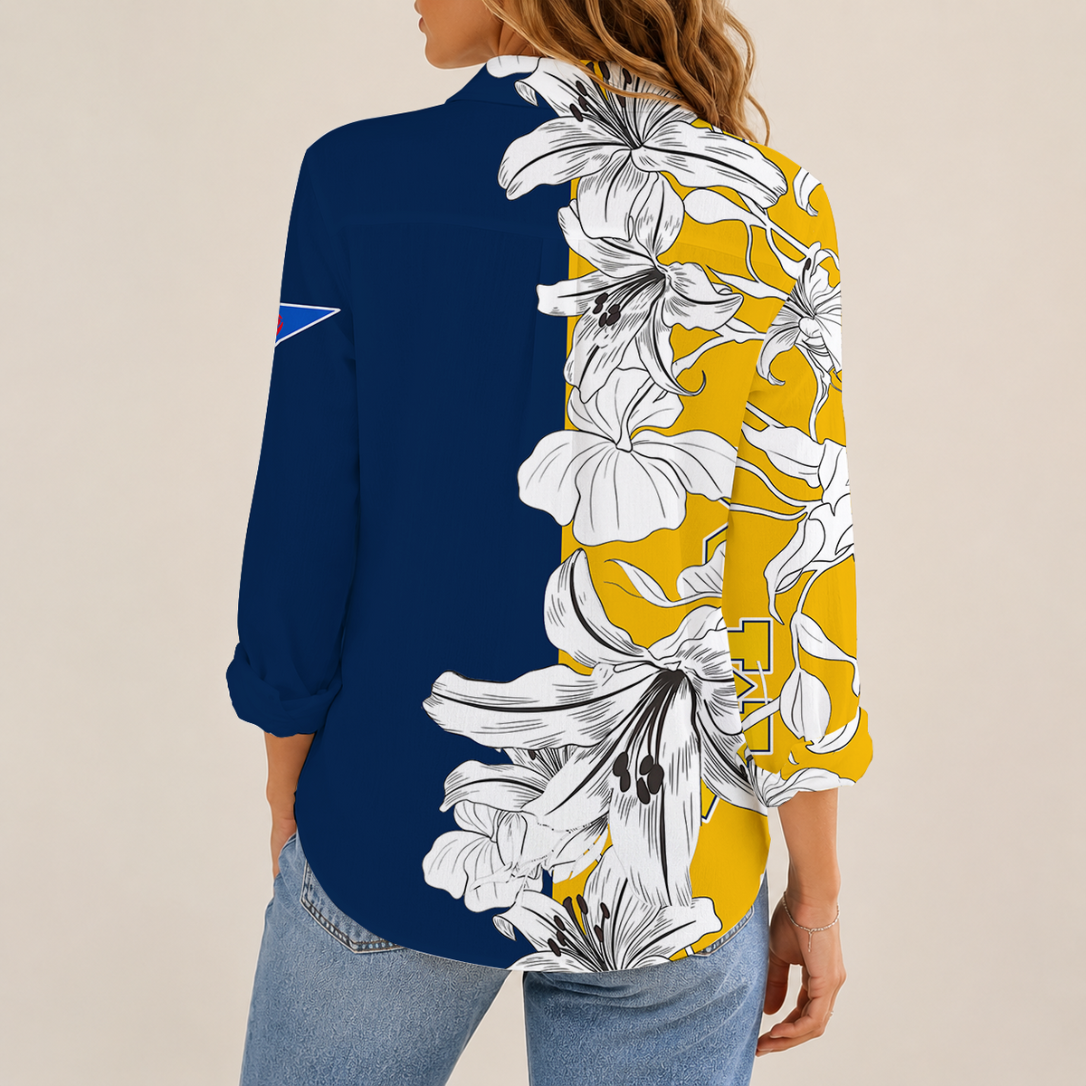 [TOUCHDOWN DEAL] NEW CUSTOMIZED NCAA FBS03 MIW MICHIGAN WOLVERINES WOMEN CASUAL SHIRT