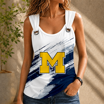 [FAN FAVORITE] NEW CUSTOMIZED NCAA FBS03 MIW MICHIGAN WOLVERINES O-RING SHOULDER TANK TOP