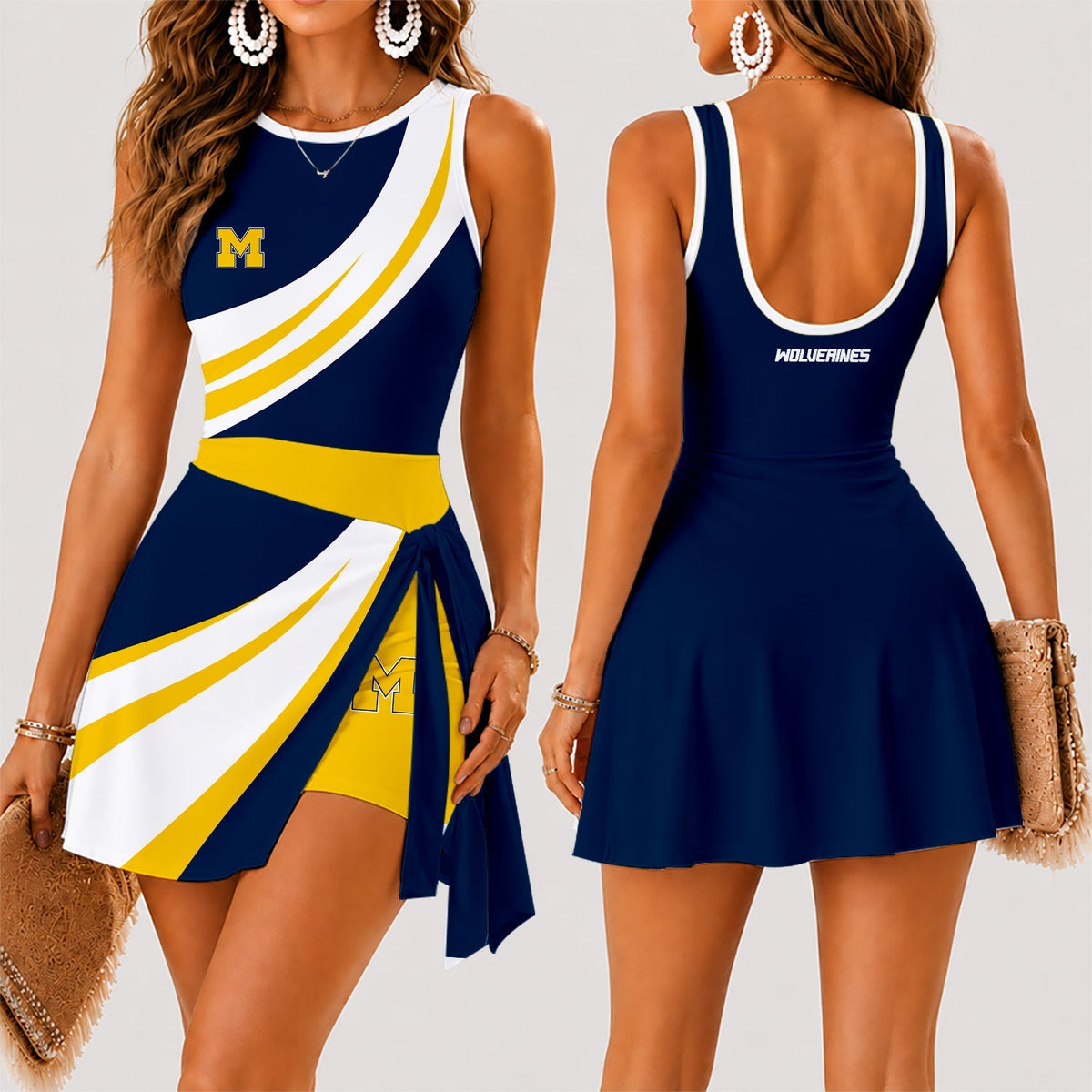 [TOUCHDOWN DEAL] NEW CUSTOMIZED NCAA FBS03 MIW MICHIGAN WOLVERINES WOMEN'S SUMMER SKORT DRESS