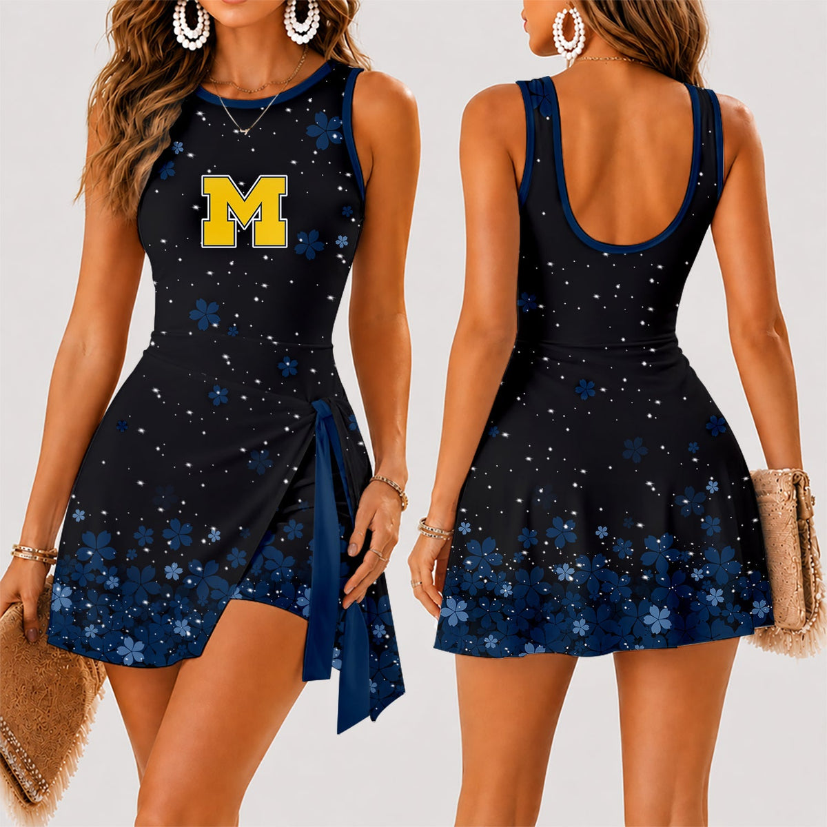 [TOUCHDOWN DEAL]NEW CUSTOMIZED NCAA FBS03 MIW MICHIGAN WOLVERINES WOMEN'S SUMMER SKORT DRESS
