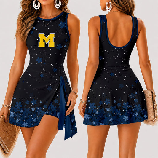 [TOUCHDOWN DEAL]NEW CUSTOMIZED NCAA FBS03 MIW MICHIGAN WOLVERINES WOMEN'S SUMMER SKORT DRESS