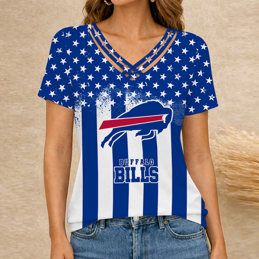 [TOUCHDOWN DEAL] NEW CUSTOMIZED NFL03 BFB BUFFALO BILLS V-NECK SHIRT
