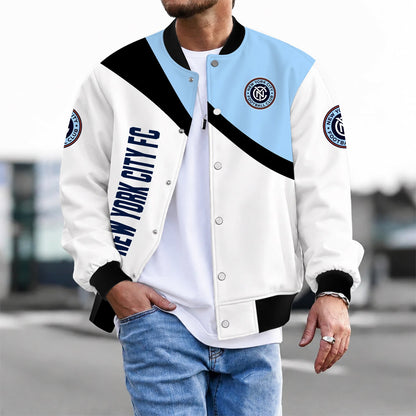[GOAL DEAL] NEW CUSTOMIZED MLS03 NYC NEW YORK CITY FC BASEBALL JACKET & SATIN VARSITY JACKET