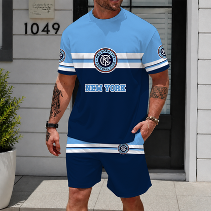 [GOAL DEAL] NEW CUSTOMIZED MLS03 NYC NEW YORK CITY FC UNISEX T-SHIRT & SHORTS SET