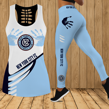 [GOAL DEAL] NEW CUSTOMIZED MLS03 NYC NEW YORK CITY FC HOLLOW TANK TOP & LEGGINGS SET