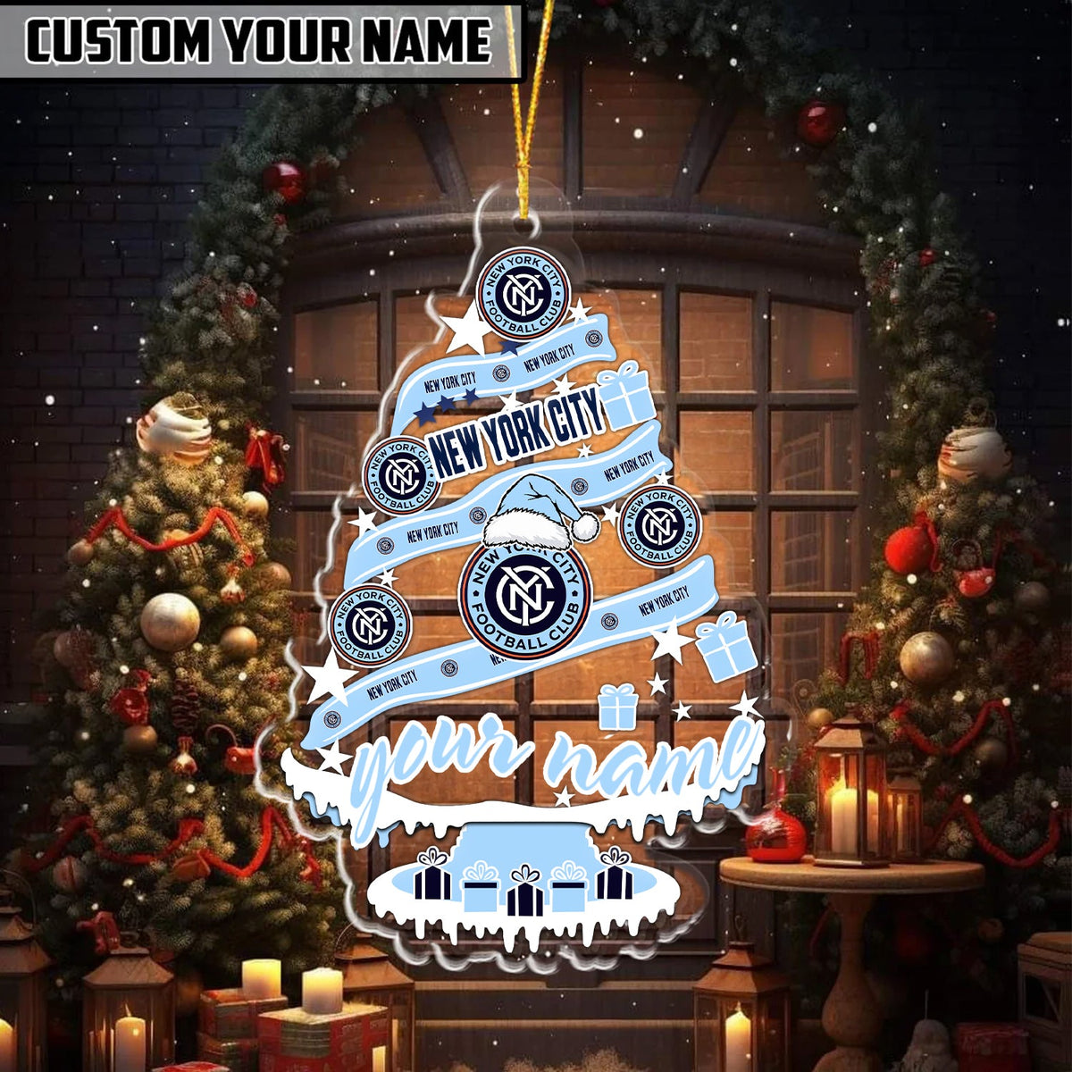 [GOAL DEAL] NEW CUSTOMIZED MLS03 NYC NEW YORK CITY FC CHRISTMAS ACRYLIC ORNAMENT