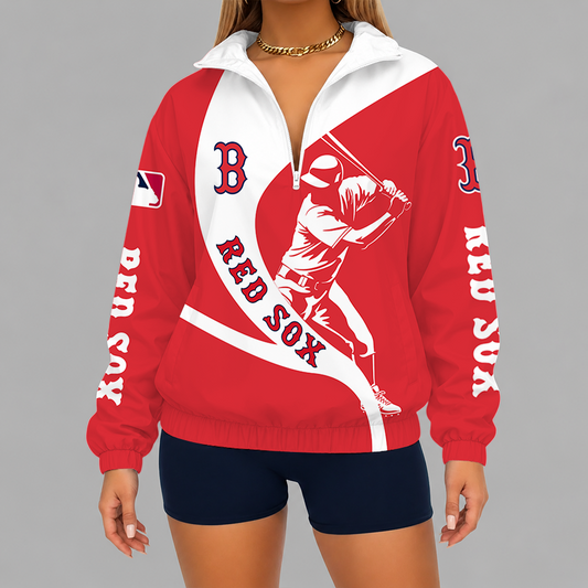 [HOMERUN DEAL] NEW CUSTOMIZED MLB03 BRS BOSTON RED SOX V-NECK ZIPPER SWEATSHIRT JACKET