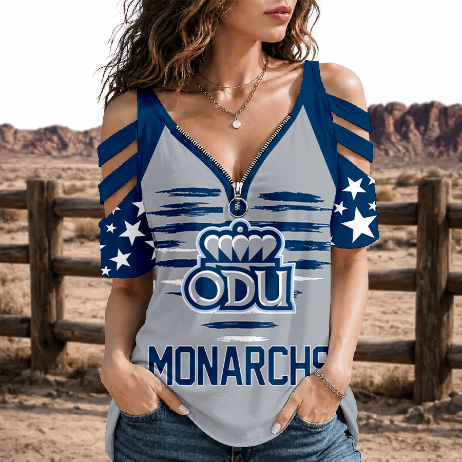 [HOOPS SPECIAL] NEW CUSTOMIZED NCAA CFH03 ODM OLD DOMINION MONARCHS STRAPPY COLD-SHOULDER TOP
