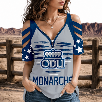 [HOOPS SPECIAL] NEW CUSTOMIZED NCAA CFH03 ODM OLD DOMINION MONARCHS STRAPPY COLD-SHOULDER TOP