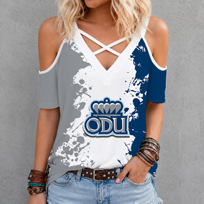 [HOOPS SPECIAL] NEW CUSTOMIZED NCAA CFH03 ODM OLD DOMINION MONARCHS CRISS CROSS V-NECK TOP