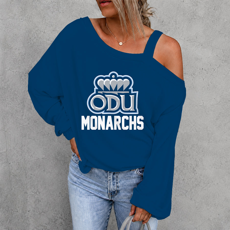 [HOOPS SPECIAL] NEW CUSTOMIZED NCAA CFH03 ODM OLD DOMINION MONARCHS WOMEN'S OFF-SHOULDER LONG SLEEVE SHIRT